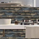 Brown and Dark Blue Wallpaper Wood Design for Wall Decoration